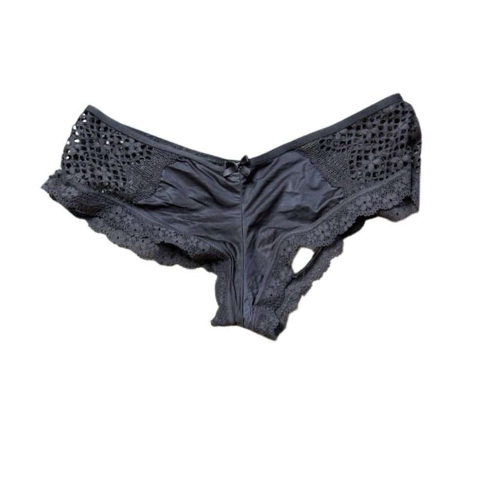 Victorias Secret Gray Mesh Open Back Sexy Panties Medium